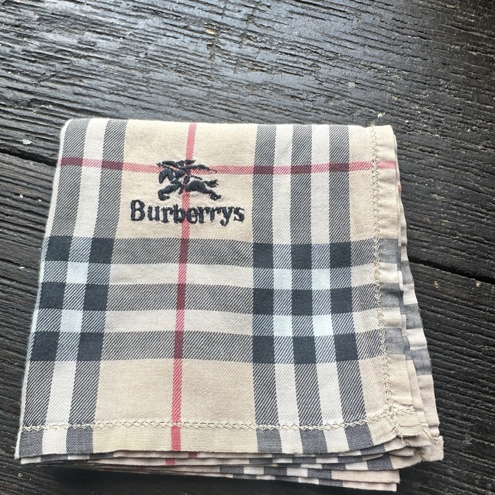 Vintage Burberrys Nova Check Square Scarf Beige Cotton 18”